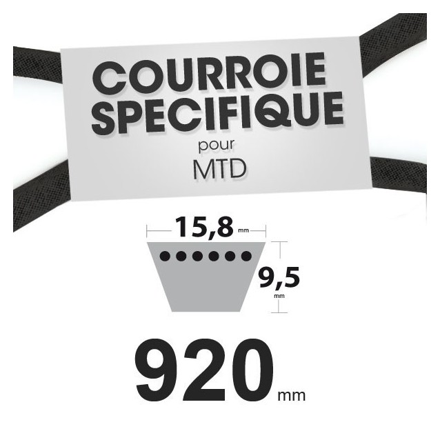 Courroie spécifique MTD 754-0453. 15,8 mm x 920 mm.