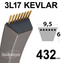 Courroie 3L17 Kevlar Trapézoïdale. 9,5 mm x 432 mm.