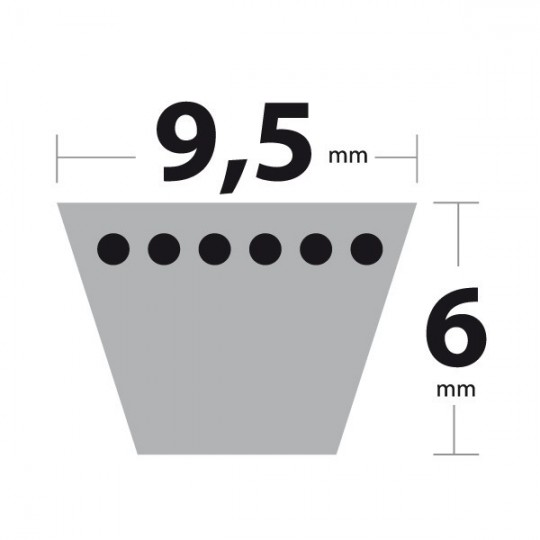 Courroie 3L75 Kevlar Trapézoïdale. 9,5 mm x 1905 mm.