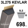 Courroie 3L275 Kevlar Trapézoïdale. 9,5 mm x 698 mm.