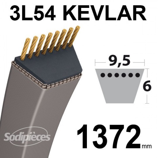 Courroie 3L54 Kevlar Trapézoïdale. 9,5 mm x 1372 mm.