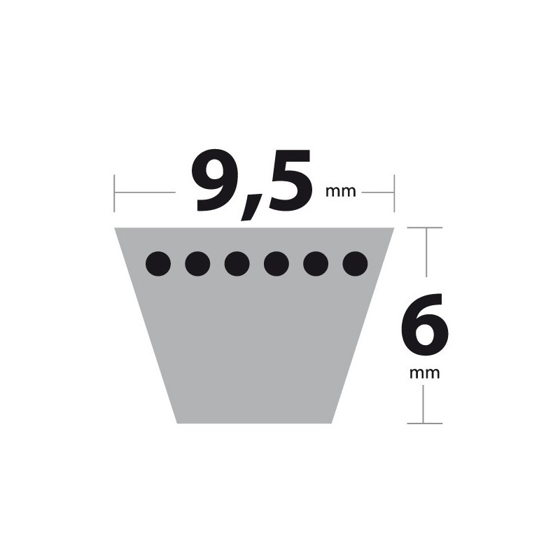 Courroie 3L55 Kevlar Trapézoïdale. 9,5 mm x 1397 mm.