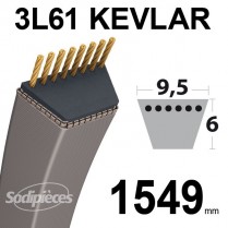 Courroie 3L61 Kevlar Trapézoïdale. 9,5 mm x 1549 mm.