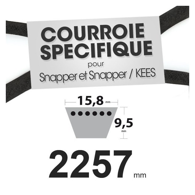 Courroie spécifique Snapper 76496. 15,8 mm x 2257 mm.