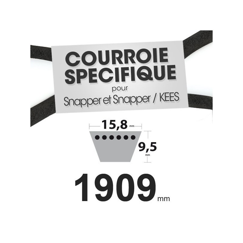 Courroie spécifique Snapper 44637, 28619 . 15,8 mm x 1909 mm.