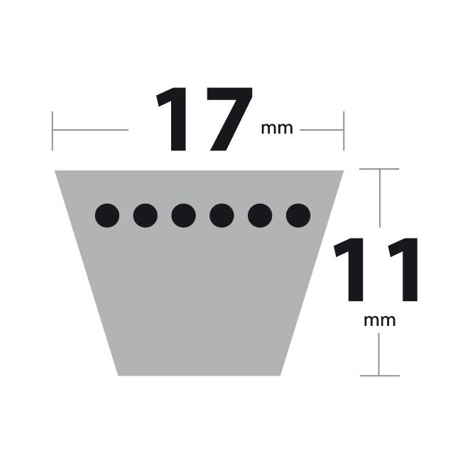 Courroie B55 Trapézoïdale. 17 mm x 1466 mm.