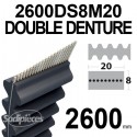 Courroie tondeuse 2600DS8M20 Double denture. 20 mm x 2600 mm.