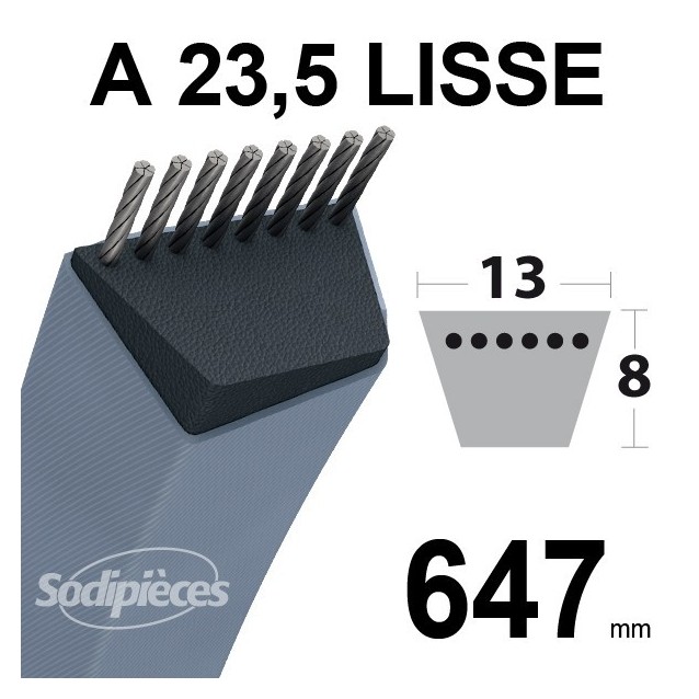 Courroie A23,5 Trapézoïdale. 13 mm x 647 mm.