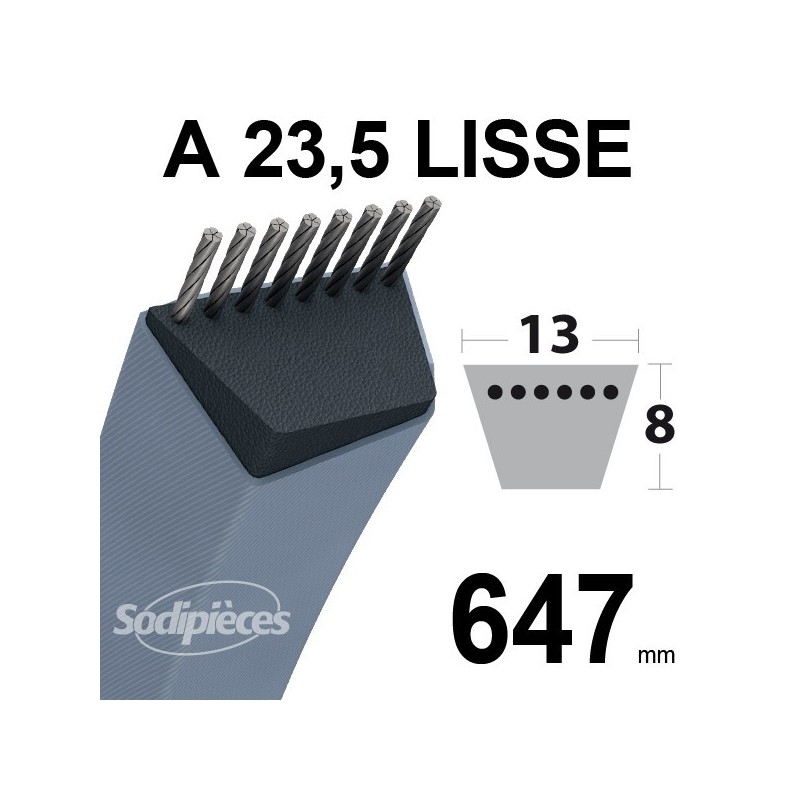 Courroie A23,5 Trapézoïdale. 13 mm x 647 mm.