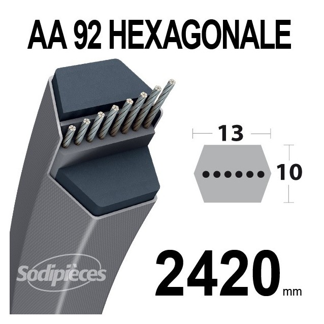 Courroie AA92 Héxagonale. 13 mm x 2420 mm.