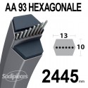 Courroie tondeuse AA93 Héxagonale. 13 mm x 2445 mm.
