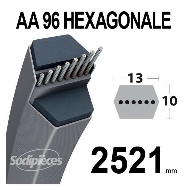 Courroie AA96 Héxagonale. 13 mm x 2521 mm.