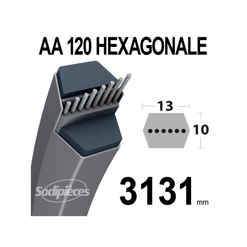 Courroie AA120 Héxagonale. 13 mm x 3131 mm.