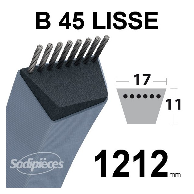 Courroie B45 Trapézoïdale. 17 mm x 1212 mm.