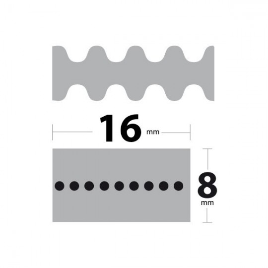 Courroie 1800DS8M16 Double denture. 16 mm x 1800 mm.