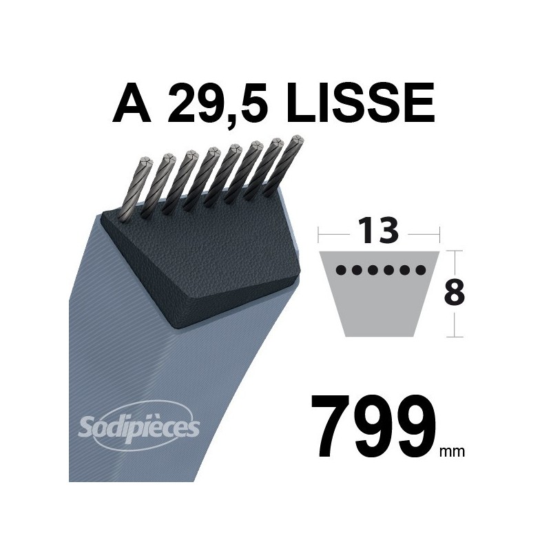 Courroie A29,5 Trapézoïdale. 13 mm x 799 mm.