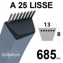 Courroie A25 Trapézoïdale. 13 mm x 685 mm.