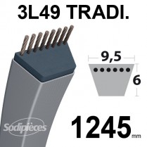 Courroie 3L490 Traditionnelle Trapézoïdale. 9,5 mm x 1245 mm.