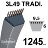 Courroie 3L490 Traditionnelle Trapézoïdale. 9,5 mm x 1245 mm.