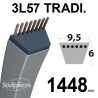 Courroie 3L570 Traditionnelle Trapézoïdale. 9,5 mm x 1448 mm.