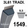 Courroie 3L610 Traditionnelle Trapézoïdale. 9,5 mm x 1549 mm.