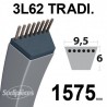 Courroie 3L620 Traditionnelle Trapézoïdale. 9,5 mm x 1575 mm.