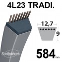 Courroie tondeuse 4L230 Traditionnelle Trapézoïdale. 12,7 mm x 584 mm.