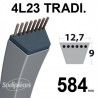 Courroie 4L230 Traditionnelle Trapézoïdale. 12,7 mm x 584 mm.