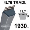 Courroie 4L760 Traditionnelle Trapézoïdale. 12,7 mm x 1930 mm.