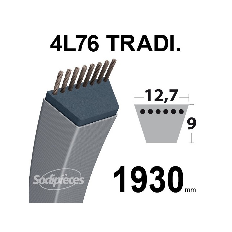 Courroie 4L760 Traditionnelle Trapézoïdale. 12,7 mm x 1930 mm.