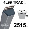 Courroie 4L990 Traditionnelle Trapézoïdale. 12,7 mm x 2515 mm.