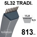 Courroie tondeuse 5L320 Traditionnelle Trapézoïdale. 15,8 mm x 813 mm.