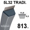 Courroie 5L320 Traditionnelle Trapézoïdale. 15,8 mm x 813 mm.