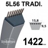Courroie 5L560 Traditionnelle Trapézoïdale. 15,8 mm x 1422 mm.