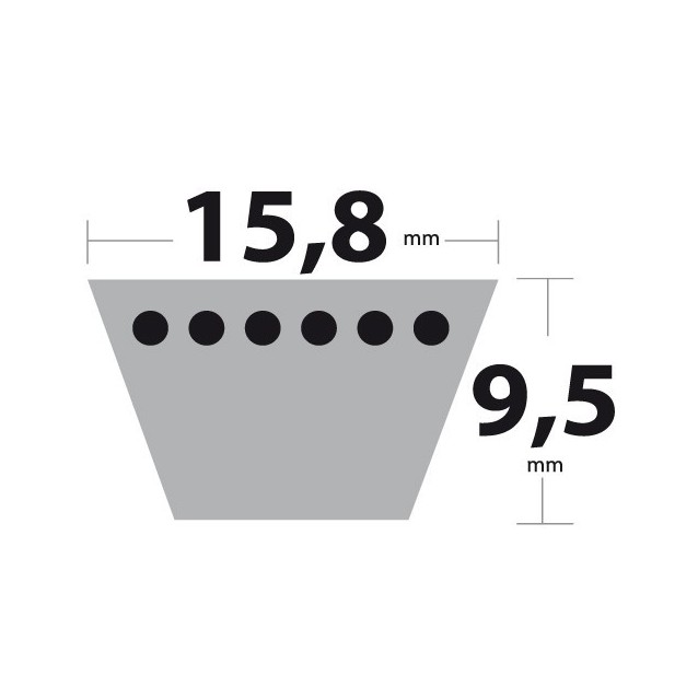 Courroie 5L980 Traditionnelle Trapézoïdale. 15,8 mm x 2489 mm.