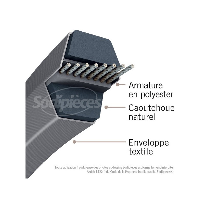 Courroie AA83 Héxagonale. 13 mm x 2191 mm.