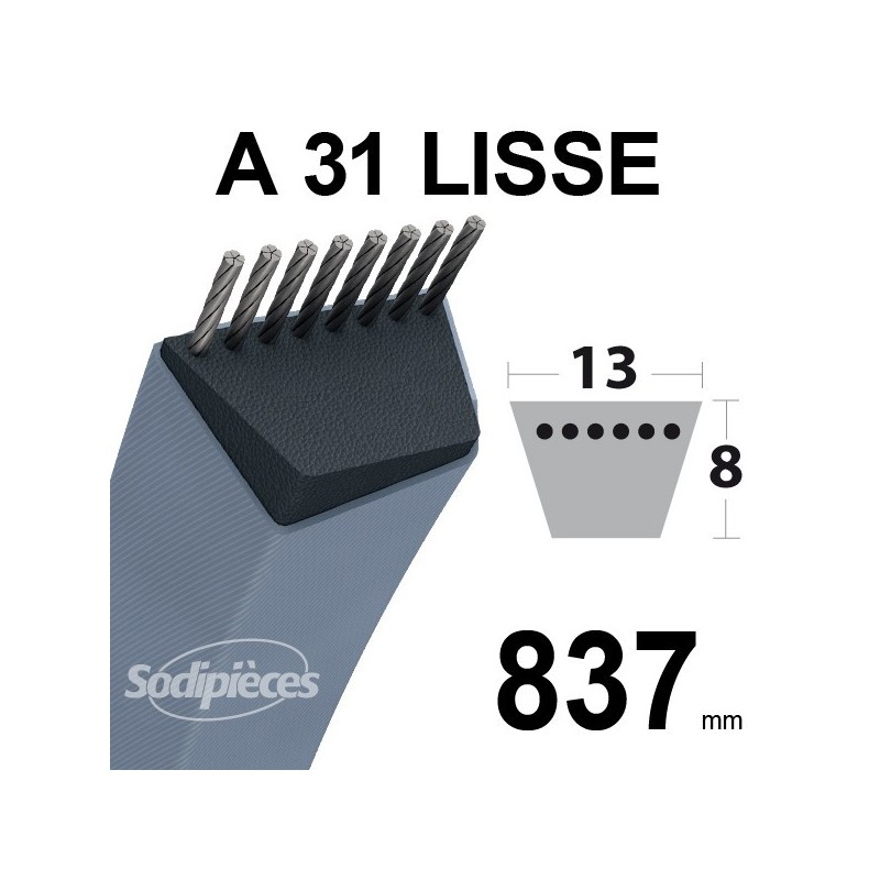 Courroie A31 Trapézoïdale. 13 mm x 837 mm.