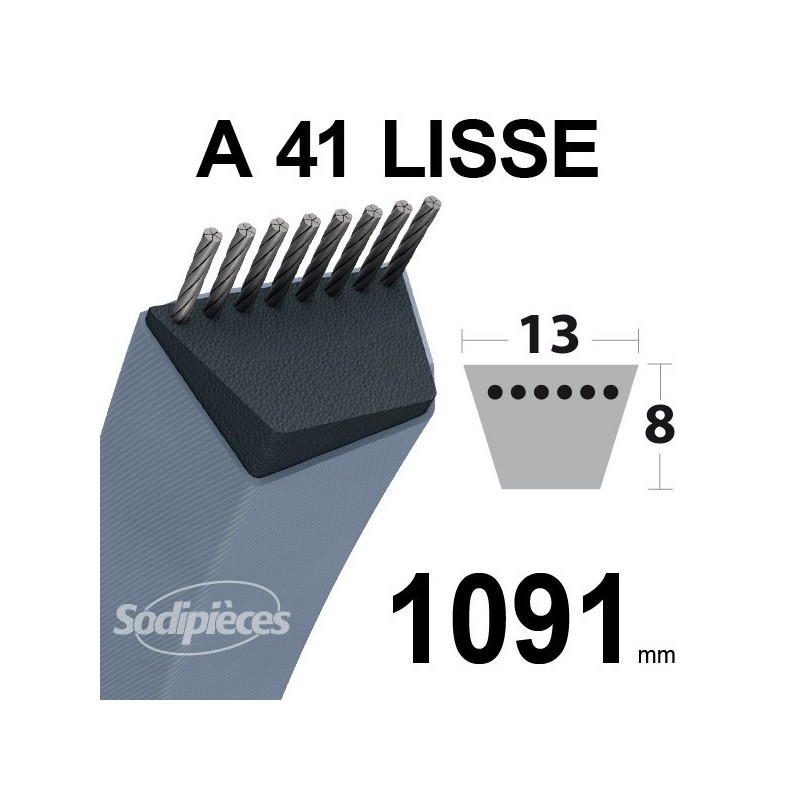 Courroie A41 Trapézoïdale. 13 mm x 1091 mm.