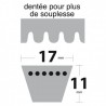 Courroie BX50 Trapézoïdale crantée. 17 mm x 1337 mm.