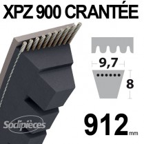 Courroie XPZ900 Trapézoïdale crantée. 9,7 mm x 912 mm.