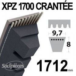 Courroie XPZ1700 Trapézoïdale crantée. 9,7 mm x 1712 mm.