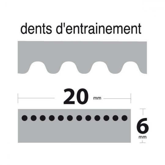 Courroie 1280-8M20 Simple Denture. Larg : 20 mm x 1280 mm.