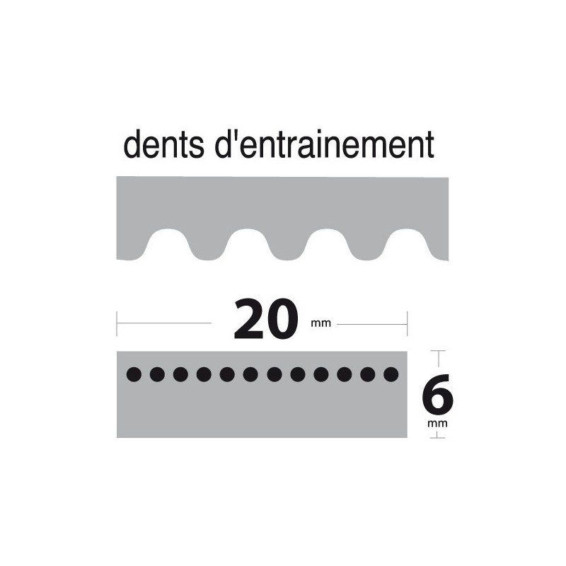 Courroie 1280-8M20 Simple Denture. Larg : 20 mm x 1280 mm.