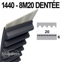 Courroie 1440-8M20 Simple Denture. Larg : 20 mm x 1440 mm.