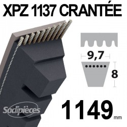 Courroie XPZ1137 Trapézoïdale crantée. 9,7 mm x 1149 mm.