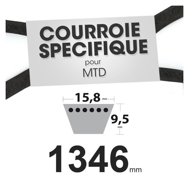 Courroie spécifique MTD 7540280. 15,8 mm x 1346 mm.