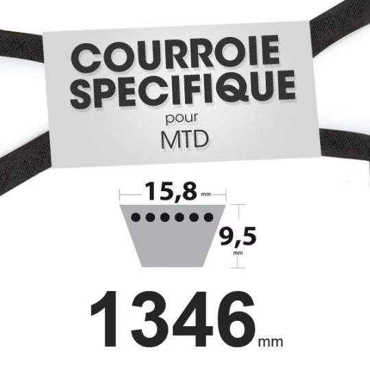 Courroie spécifique MTD 7540280. 15,8 mm x 1346 mm.