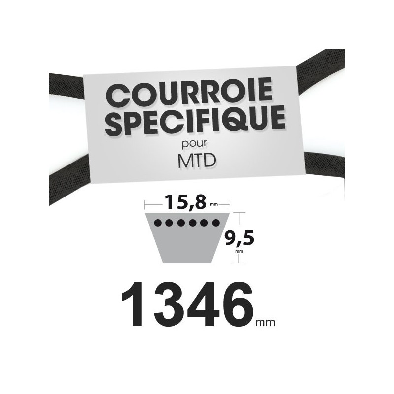 Courroie spécifique MTD 7540280. 15,8 mm x 1346 mm.