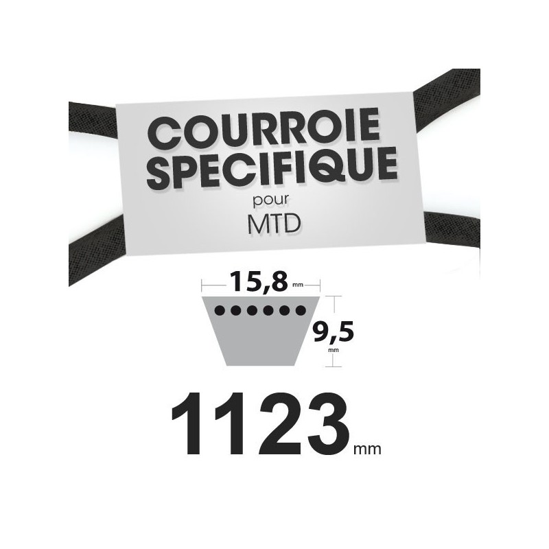 Courroie spécifique MTD 7540281. 15,8 mm x 1123 mm.