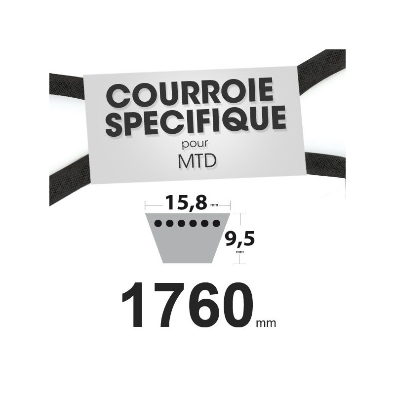 Courroie spécifique MTD 7540329A, 954-04001, 7540433. 15,8 mm x 1760 mm.